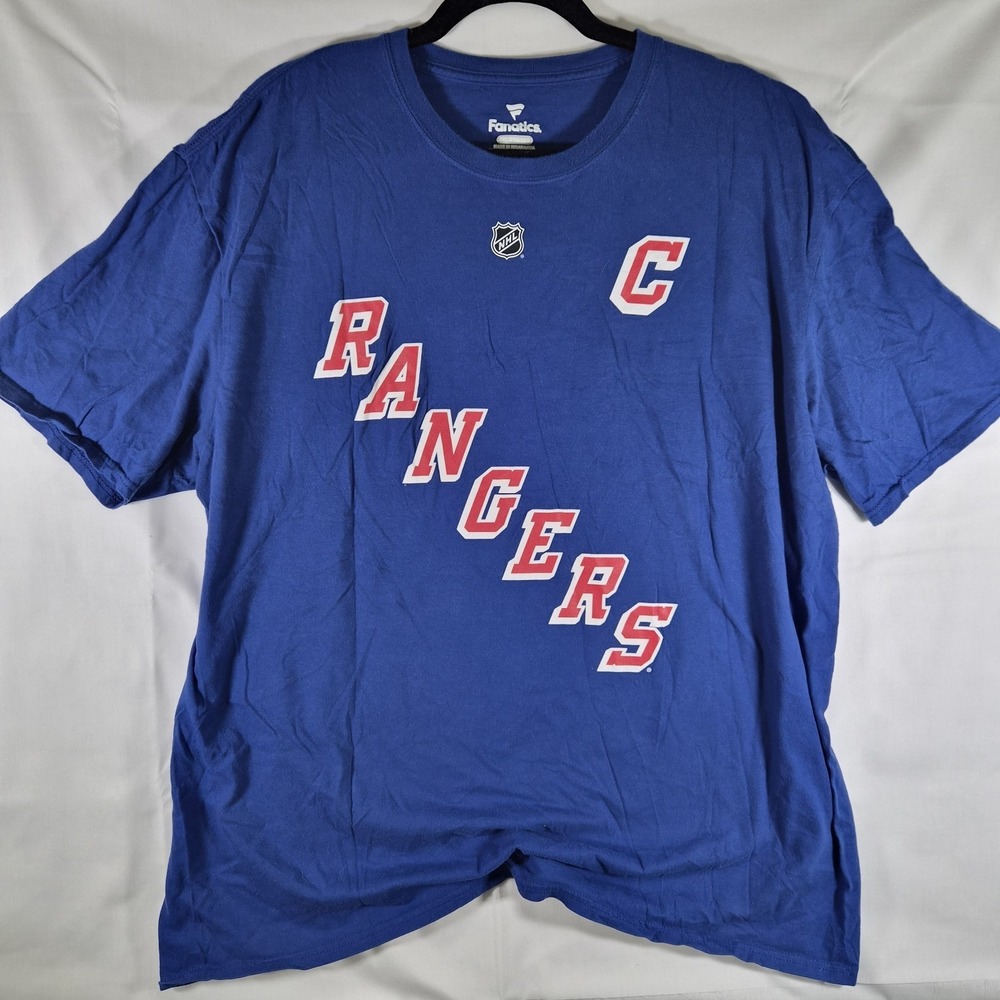 NY Rangers Jacob Trouba #8 T Shirt Mens 2XL Blue NHL Fanatics Captain Graphic...